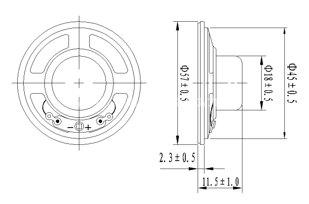 Loudspeaker YD57-2-8N12.5M-R 18mm 2.25 Inch 57mm Internal Magnet ROHS Micro Waterproof Speaker Unit - ESUTECH