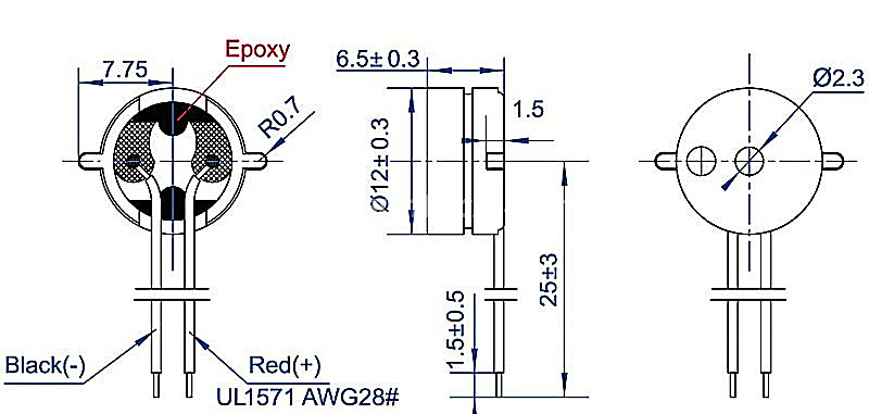 magnetic electric buzzer EET1265 wired annunciator - ESUNTECH