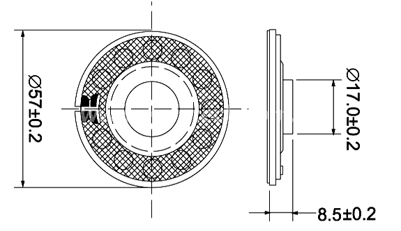 57mm mylar speaker EST57N-A 2.5 incn metal frame - ESUNTECH
